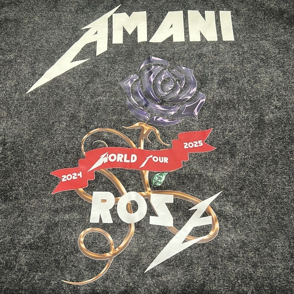 Amani Rose 2024 Acid Wash Tour Graphic Cropped TShirt Size Medium